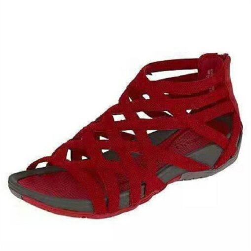 Women's Gladiator Style Flat Sandals - Strappy Open-Toe Summer Shoes in Denim Blue 2025 - Image 5