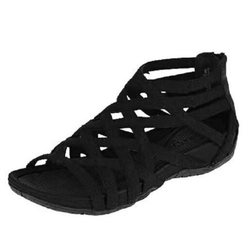 Women's Gladiator Style Flat Sandals - Strappy Open-Toe Summer Shoes in Denim Blue 2025 - Image 2