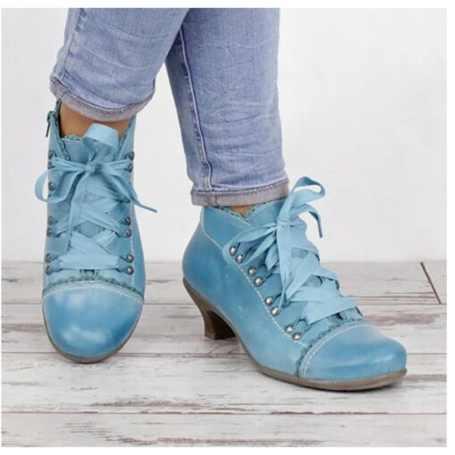 Women's Victorian Green Lace-Up Ankle Boots - Perfect for Vintage Themed Events and Unique Everyday Style 2025 - Image 4