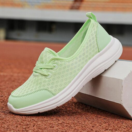 Women's Sneakers Mesh Sneakers Breathable Mesh Lace Flat Spoty Loafer Shoes White Pink Purple 2025 - Image 5