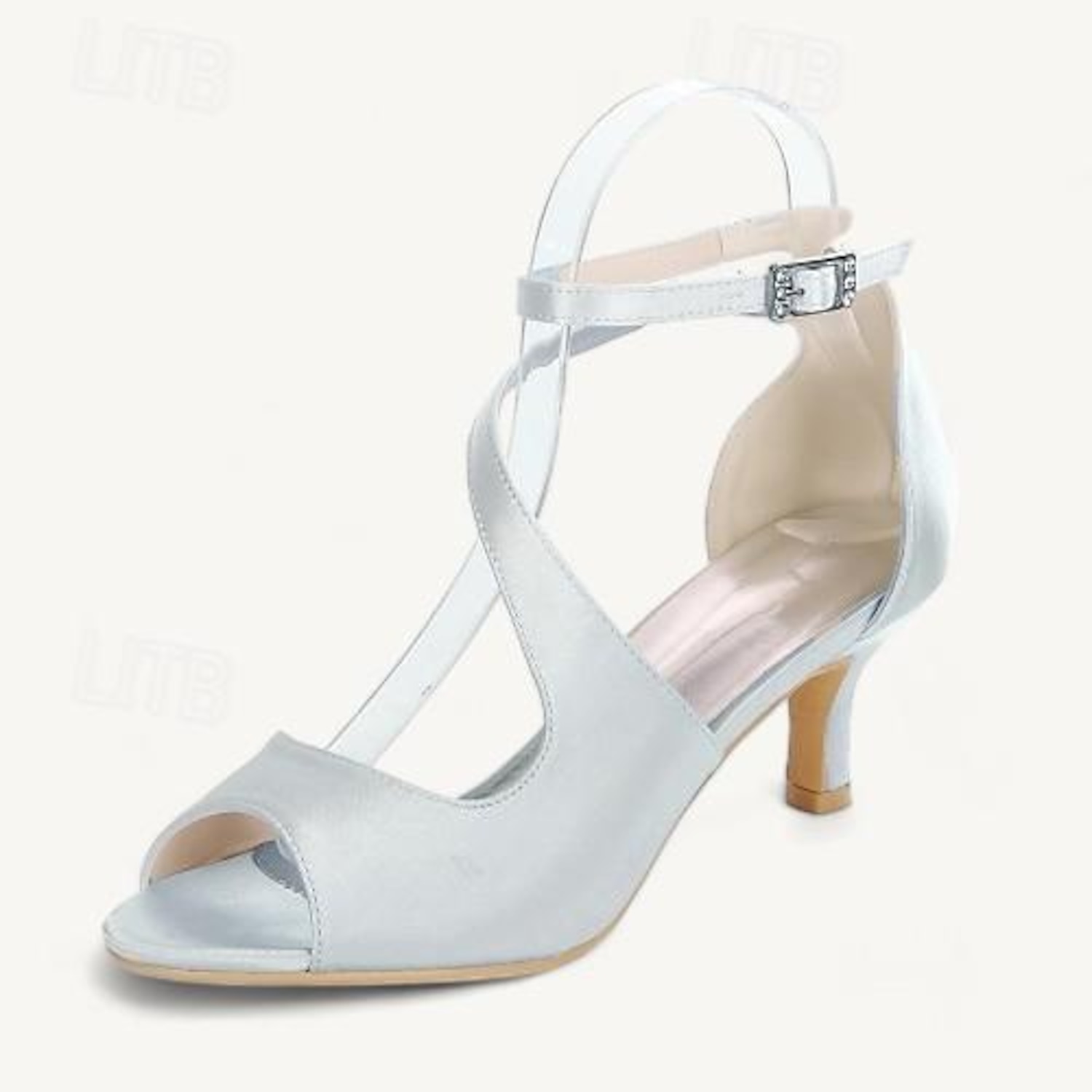 Women's Wedding Shoes Bridal Shoes Buckle Kitten Heel Open Toe Minimalism Satin Ankle Strap Black White Ivory 2025 - Image 9