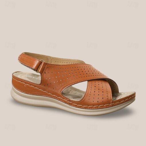 Women's Blue Perforated Slip-On Wedge Sandals - Comfortable and Stylish for Everyday Wear 2025 - Image 3