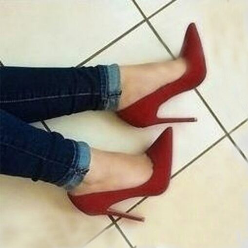 Women's Heels Pumps Valentines Gifts Stilettos High Heels Daily Solid Colored Stiletto Heel Pointed Toe Basic Casual Walking PU Loafer Wine Black / Re - Image 4