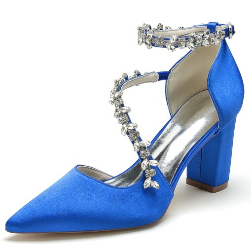 Women's Wedding Shoes Pumps Elegant Luxurious Wedding Party Bridal Bridesmaid Shoes White Wine Black Multicolor Dress Shoes Rhinestone Chunky Heel Poi - Image 7