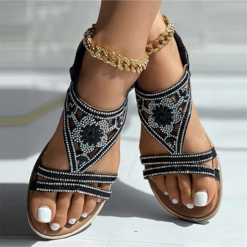 Women's Sandals Flat Sandals Plus Size Outdoor Beach Summer Flat Heel Elegant Vintage Casual Satin Loafer Silver Black Pink 2025
