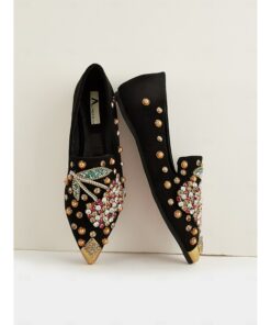Women's Embellished Loafers with Rhinestones and Stud Detailing – Statement Slip-On Flats for Party and Formal Wear 2025