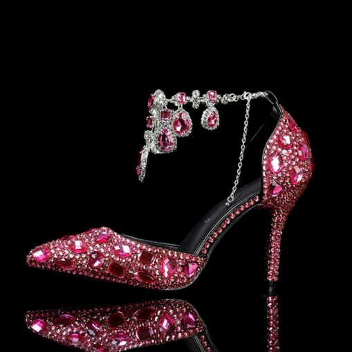 Women's Crystal Rhinestone Prom Shoes with Purple Gemstone Embellishments and Ankle Jewelry Chain - Elegant Stiletto Heels for Parties 2025 - Image 5