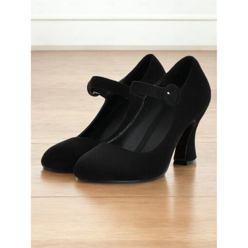 Women's Teal Suede Mary Jane Heels with Buckle Strap – Retro High Heel Pumps for Parties and Formal Events 2025 - Image 2