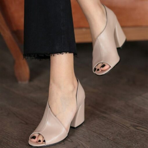 Women's Sandals Block Heel Sandals Plus Size Party Outdoor Office Solid Colored Summer Block Heel Low Heel Chunky Heel Peep Toe Elegant Casual Minimal - Image 2