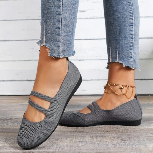 Women's Flats Plus Size Comfort Shoes Daily Solid Color Summer Flat Heel Round Toe Casual Comfort Minimalism Walking Mesh Loafer Black Burgundy Dark B - Image 4