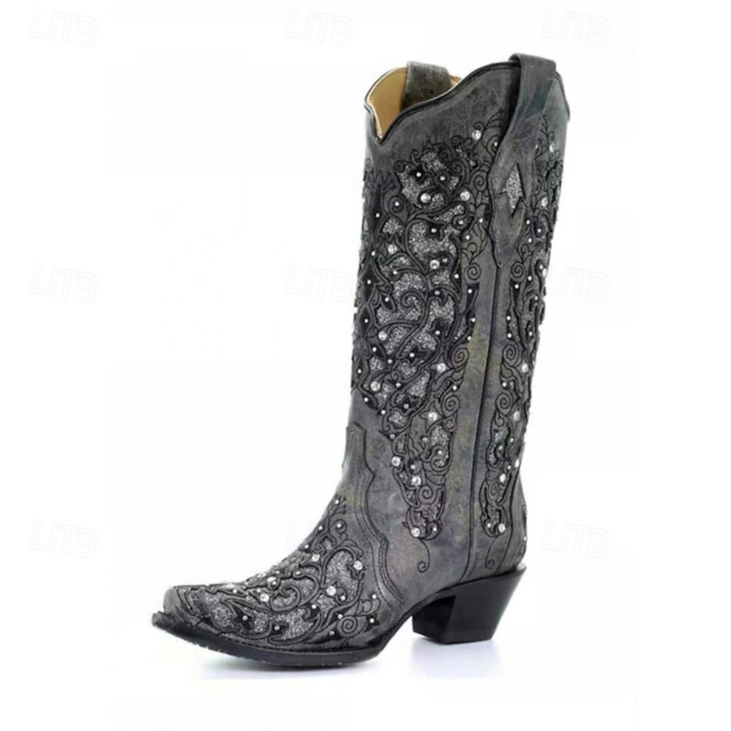Women's Rhinestone Embellished Vintage Western Cowboy Boots, Embroidered Leather Design for Weddings and Special Occasions 2025 - Image 2