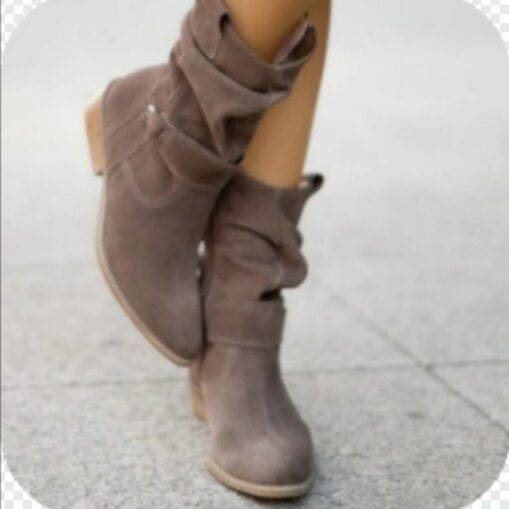 Women's Casual Beige Faux Suede Slouchy Ankle Boots with Buckle Detail - Perfect for Everyday Wear, Autumn Outings, and Casual Gatherings 2025 - Image 4