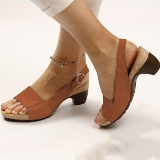 Women's Navy Blue Slingback Wedge Sandals with Open Toe and Buckle Strap - Comfortable Summer Shoes 2025 - Image 4
