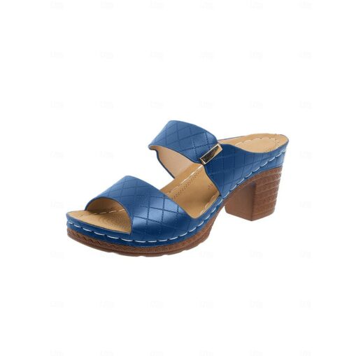 Women's Green Block Heel Double Straps Sandals - Comfortable Shoes for Casual Outings and Summer Wear 2025 - Image 5