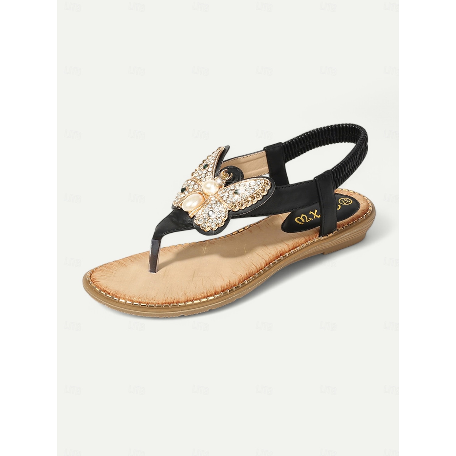 Women's Butterfly Rhinestone Flat Sandals – Elegant Beach Flip-Flops with Pearl Embellishment for Summer & Vacation 2025 - Image 4