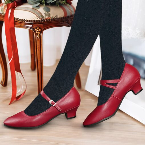 Women's Heels Pumps Slip-Ons Mary Jane Vintage Shoes Comfort Shoes Party Outdoor Daily Kitten Heel Round Toe Elegant Vintage Fashion Leather Cowhide B