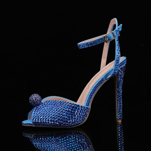 Women's Rhinestone Embellished Stiletto Heel Sandals with Ankle Strap - Sparkling Party Wedding Shoes 2025 - Image 3