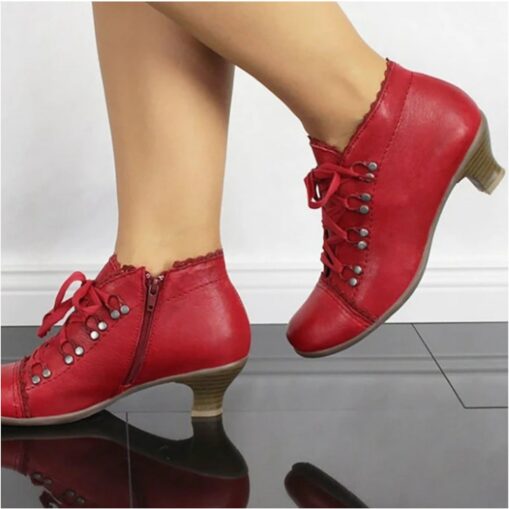 Women's Victorian Green Lace-Up Ankle Boots - Perfect for Vintage Themed Events and Unique Everyday Style 2025 - Image 5