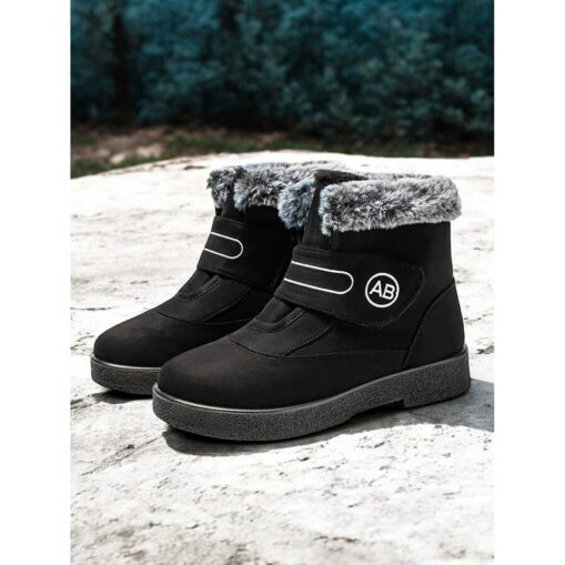 Women's Burgundy Winter Snow Boots with Faux Fur Lining, Velcro Strap, and Non-Slip Sole - Warm and Comfortable Footwear for Cold Weather 2025 - Image 3