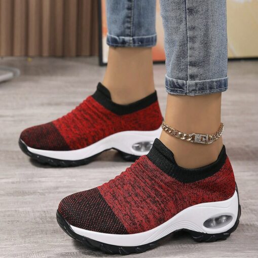 Women's Slip-On Air Cushion Walking Shoes - Breathable Knitted Athletic Sneakers for Comfort and Support, Ideal for Daily Use and Fitness Activities 2 - Image 9