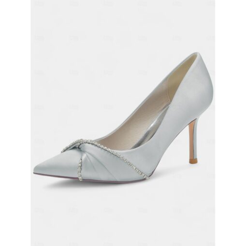 Women's Satin Pointed Toe Heels with Rhinestone Trim – Classic Formal Pumps for Evening and Special Events 2025 - Image 9