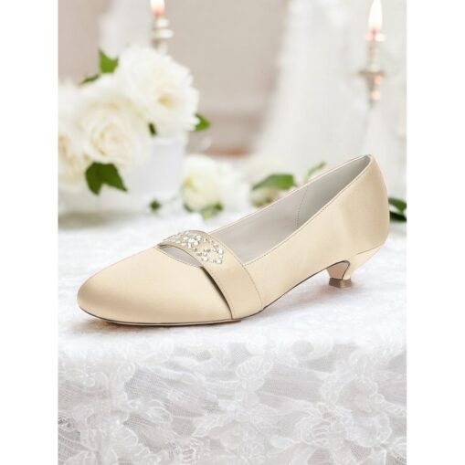Women's Blue Satin Kitten Heels with Rhinestone Embellishment – Elegant Bridal Shoes for Weddings and Formal Occasions 2025 - Image 5