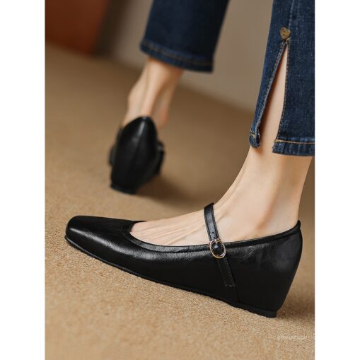 Women's Brown Faux Leather Mary Jane Flats – Comfortable Square-Toe Design with Adjustable Strap for Everyday Wear 2025 - Image 3
