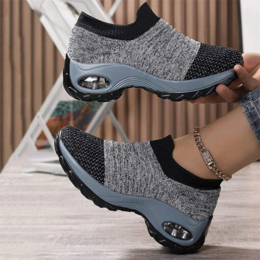 Women's Slip-On Air Cushion Walking Shoes - Breathable Knitted Athletic Sneakers for Comfort and Support, Ideal for Daily Use and Fitness Activities 2