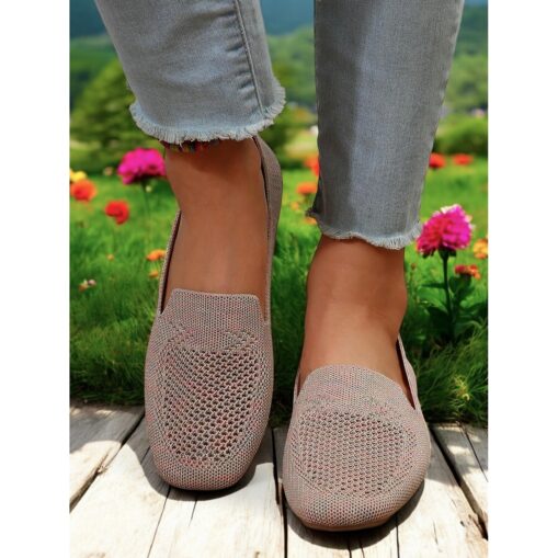 Women's Foldable Yellow Knit Flats with Breathable Design - Lightweight Travel Shoes for Casual and Outdoor Activities 2025 - Image 5
