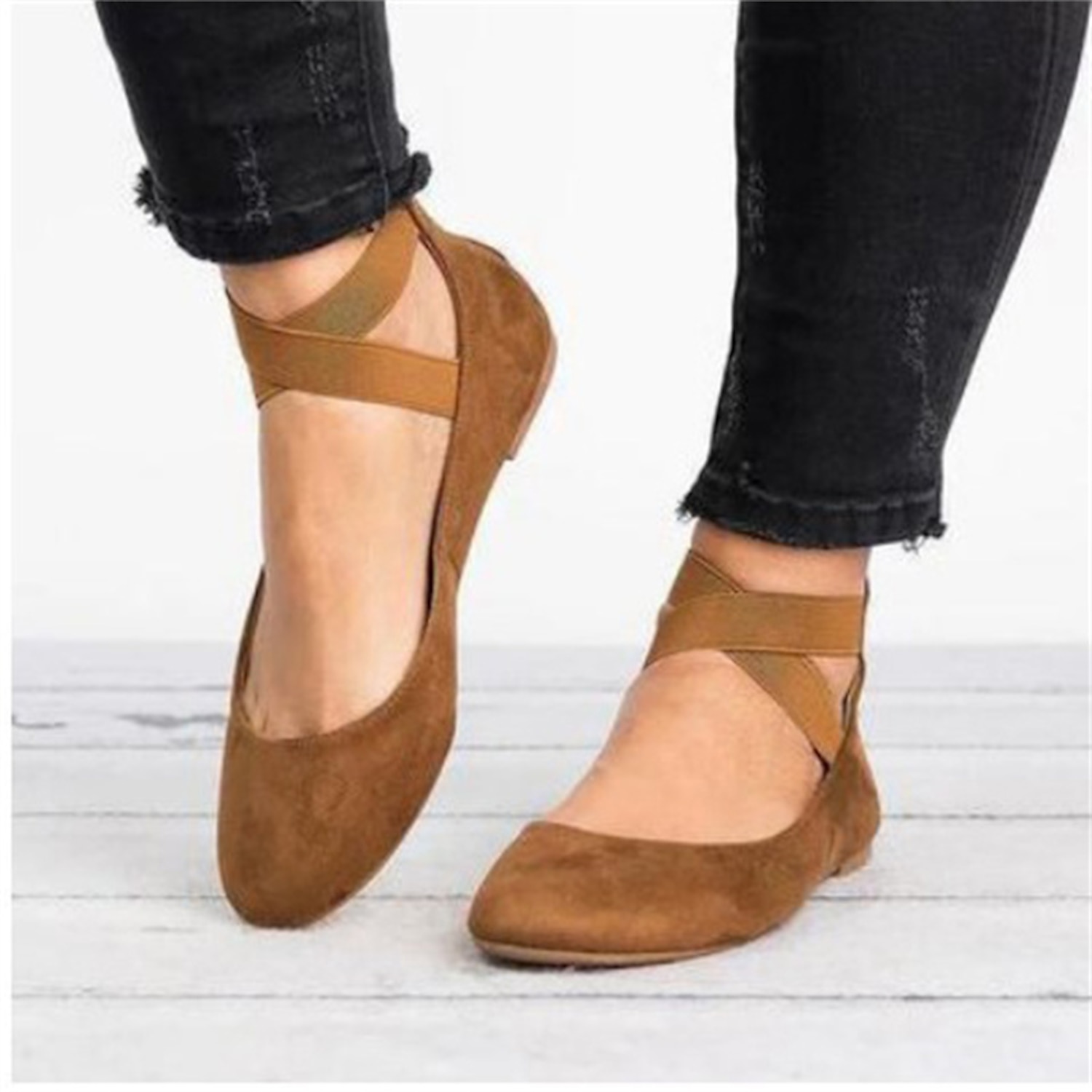 Women's Flats Plus Size Comfort Shoes Daily Solid Colored Summer Flat Heel Round Toe Elegant Casual Walking Faux Leather Elastic Band Black Yellow Bro - Image 3