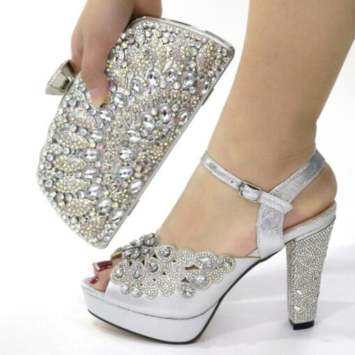 Women's Luxurious Green Rhinestone-Embellished Heeled Sandals with Matching Clutch, Perfect for Weddings and Special Occasions 2025 - Image 3