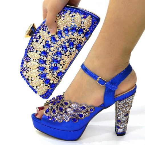 Women's Luxurious Green Rhinestone-Embellished Heeled Sandals with Matching Clutch, Perfect for Weddings and Special Occasions 2025 - Image 4