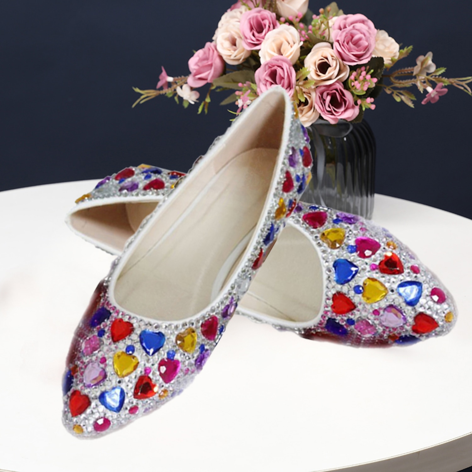 Women's Multi-Color Rhinestone Flat Shoes – Sparkling Pointed-Toe Flats for Weddings, Parties, or Evening Events 2025 - Image 7