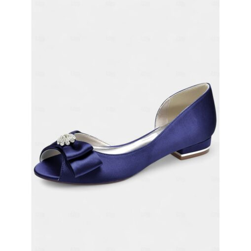 Elegant flats crafted in luxurious satin with a sparkling rhinestone bow, perfect for bridesmaids, wedding guests, or formal evening events 2025 - Image 5