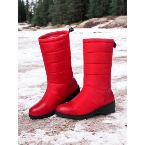 Women's Winter Snow Boots - Black Waterproof, Faux Fur Lined, Mid-Calf Warm Outdoor Shoes for Cold Weather 2025 - Image 2