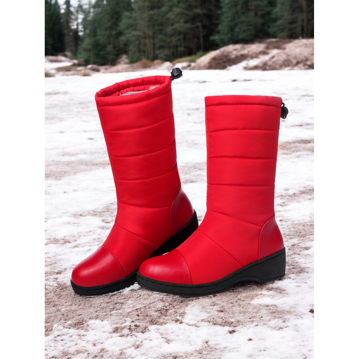Women's Winter Snow Boots - Black Waterproof, Faux Fur Lined, Mid-Calf Warm Outdoor Shoes for Cold Weather 2025 - Image 2