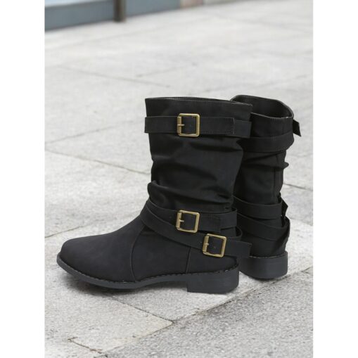 Women's Vintage Brown Slouchy Ankle Boots with Buckle Straps - Perfect for Casual Wear or Fall Fashion 2025 - Image 2