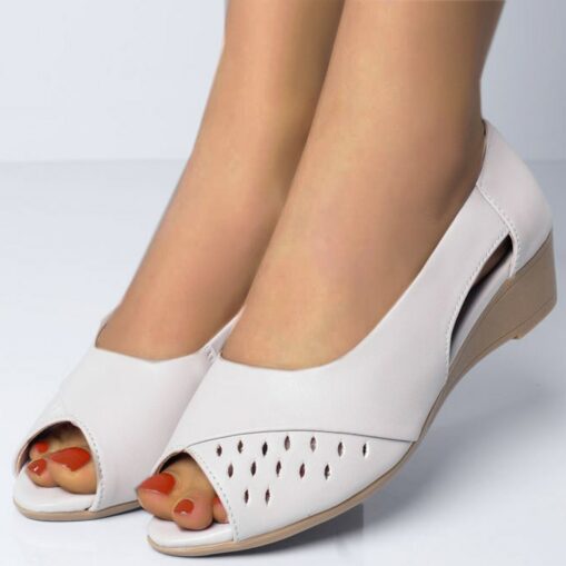 Women's White Peep-Toe Wedge Sandals with Cut-Out Design – Comfortable and Stylish Shoes for Casual Wear, Office, and Summer Outings 2025