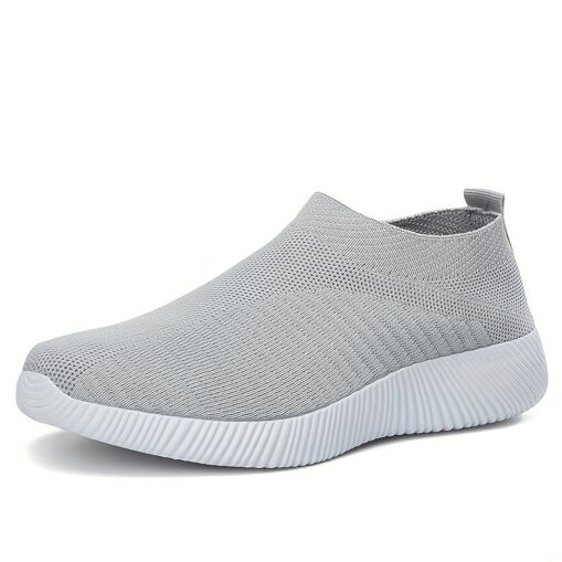 Women's Lightweight Black Slip-On Sneakers - Breathable Mesh Fabric, Comfortable All-Day Wear, Ideal for Work and Casual Outings 2025 - Image 2