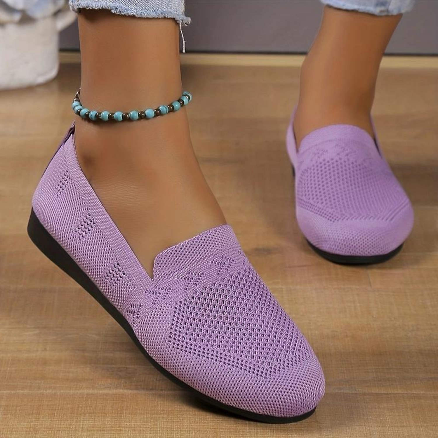 Women's Flats Slip-Ons Comfort Shoes Daily Solid Color Winter Flat Heel Round Toe Fashion Casual Comfort Walking Tissage Volant Loafer Dark Grey Black - Image 5