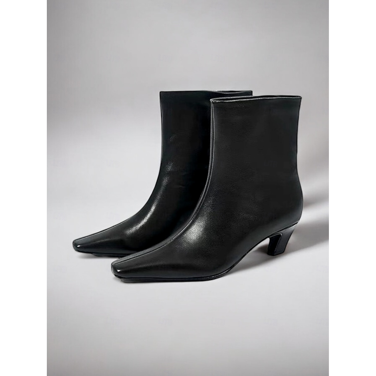 Women's Tan Faux Leather Mid-Calf Boots – Pointed Toe, Slip-On Design, Block Heels, Chic Casual Style for Fall and Winter Outfits 2025 - Image 2