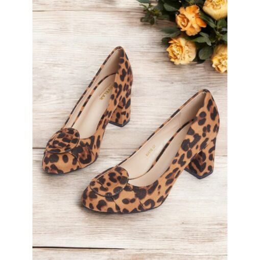 Women's Leopard Print Block Heel Pumps – Chic Animal Print High Heels for Casual and Formal Occasions 2025