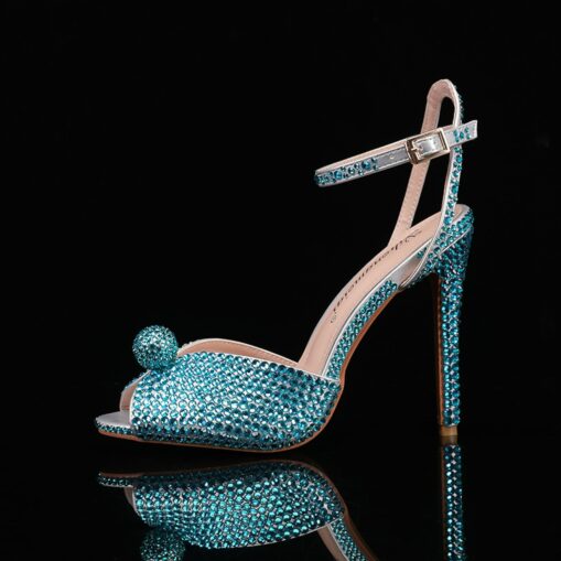Women's Rhinestone Embellished Stiletto Heel Sandals with Ankle Strap - Sparkling Party Wedding Shoes 2025 - Image 7