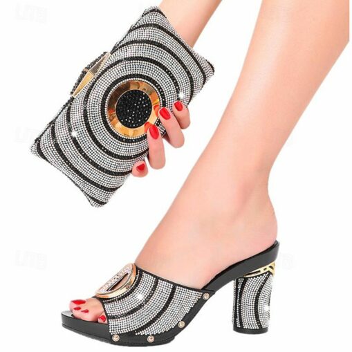Women's Heels Wedding Shoes Sandals Dress Shoes Glitter Crystal Sequined Jeweled Sparkling Shoes Wedding Party Wedding Sandals Bridal Shoes Bridesmaid - Image 2