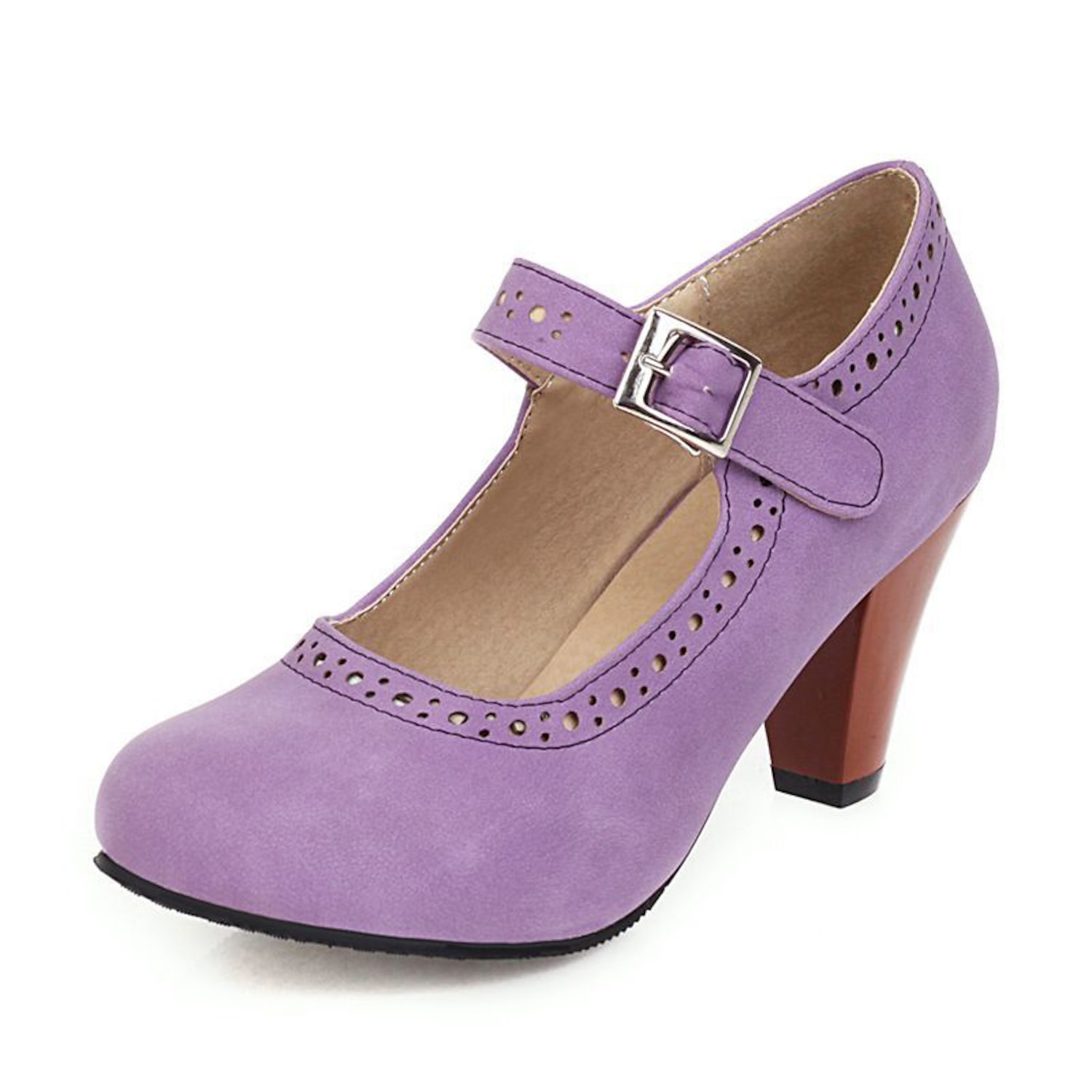 Women's Vintage Brown Mary Jane Pumps with Buckle Strap and Block Heel - Perfect for Office and Casual Wear 2025