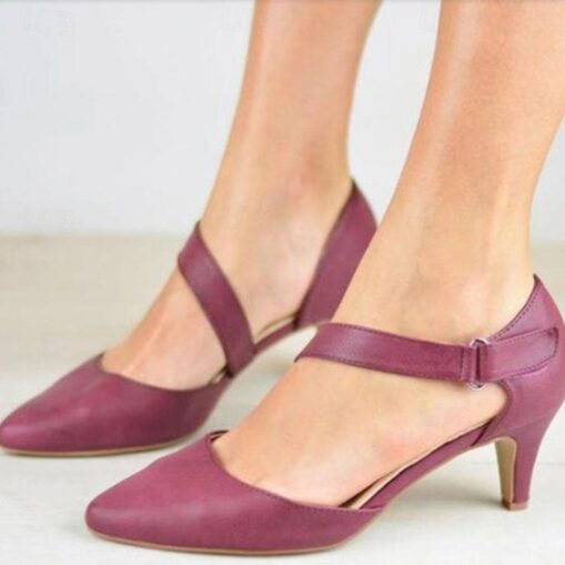 Women's Heels Pumps Dress Shoes Party Outdoor Daily Kitten Heel Pointed Toe Fashion Minimalism Faux Leather Ankle Strap Black White Blue 2025 - Image 2