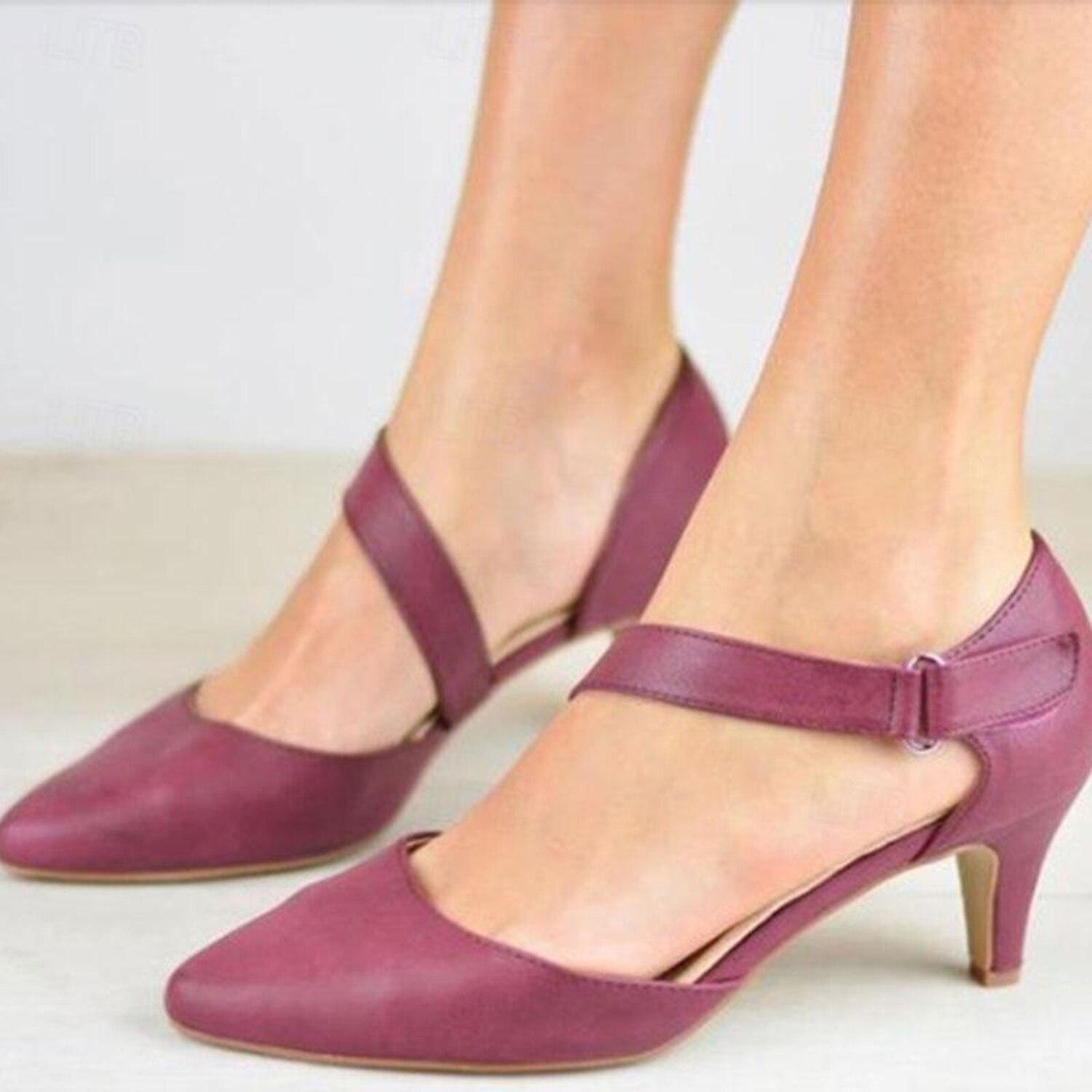 Women's Heels Pumps Dress Shoes Party Outdoor Daily Kitten Heel Pointed Toe Fashion Minimalism Faux Leather Ankle Strap Black White Blue 2025 - Image 2