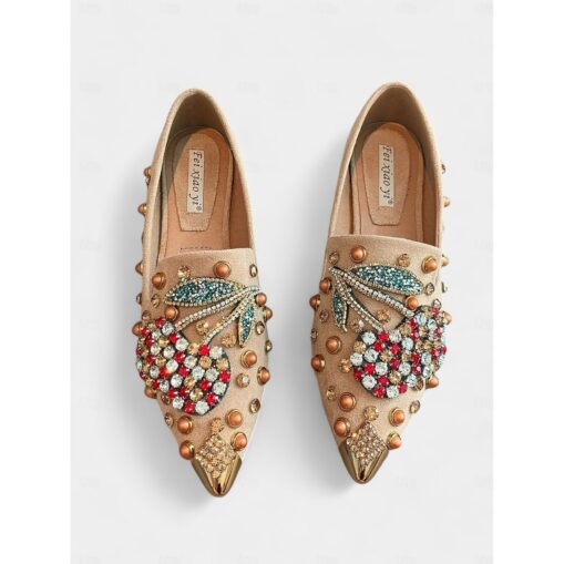 Women's Embellished Loafers with Rhinestones and Stud Detailing – Statement Slip-On Flats for Party and Formal Wear 2025 - Image 2
