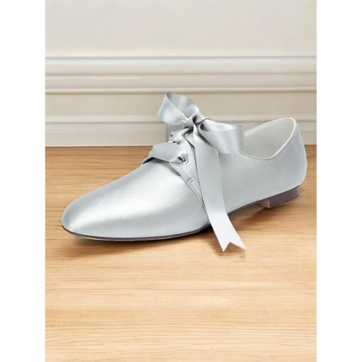 Women's Satin Lace-Up Oxford Shoes with Ribbon Bow, Vintage Victorian Style Flat Shoes for Weddings and Formal Events 2025 - Image 6