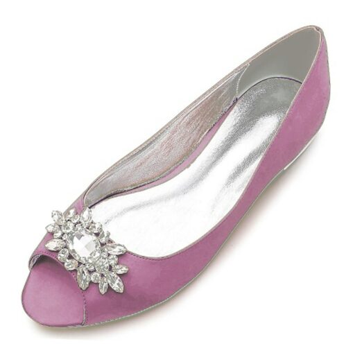 Women's Navy Blue Peep-Toe Flats with Rhinestone Embellishments – Elegant Satin Shoes for Weddings, Parties, and Formal Events 2025 - Image 9